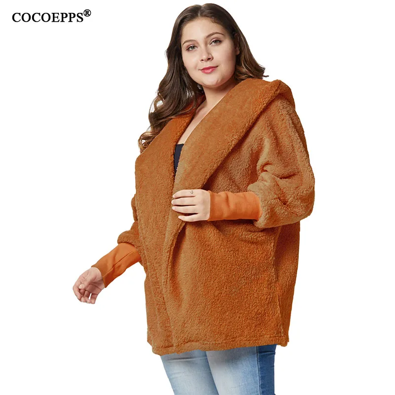 COCOEPPS 4XL плюс размер более d куртка пальто Зимние теплые мохнатая Женская Осенняя