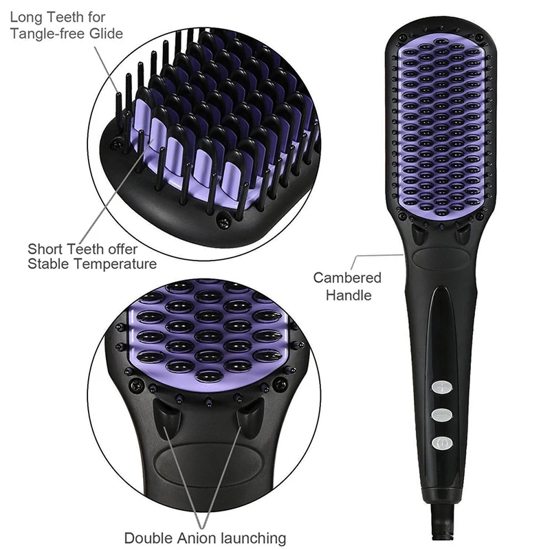 Murah Straightening Brush 2.0 Rambut Pelurus Sikat Anti Statis Pemanas Keramik Detangling Lebih Cepat Meluruskan Alat Styling