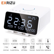 EXRIZU беспроводной Bluetooth динамик Встроенный 4400 мАч сабвуфер поддержка AUX TF FM радио громкой связи будильник с 5," светодиодный экран