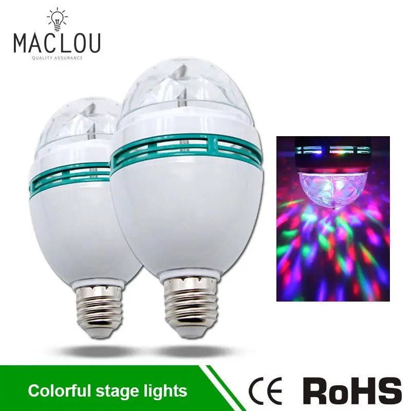 RGB LED Lamp E27 3W Crystal Stage Rotating Lamp AC 85-265V Ampoule Bombillas LED Light Bulb Disco Party Bar Lampada Night Light RGB LED Lamp E27 3W Crystal Stage Rotating Lamp AC 85-265V Ampoule Bombillas LED Light Bulb Disco Party Bar Lampada Night Light