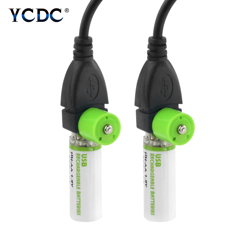 YCDC высокое качество 2 шт 1,2 V UM3 AA батарея 1450mAh USB перезаряжаемые батареи светодиодный индикатор с кабелем для игрушки фонарь