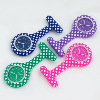 

white dots silicone nurse watch fob pocket doctor nurse gift colorful pink clock watches high quality hospital doctor gift