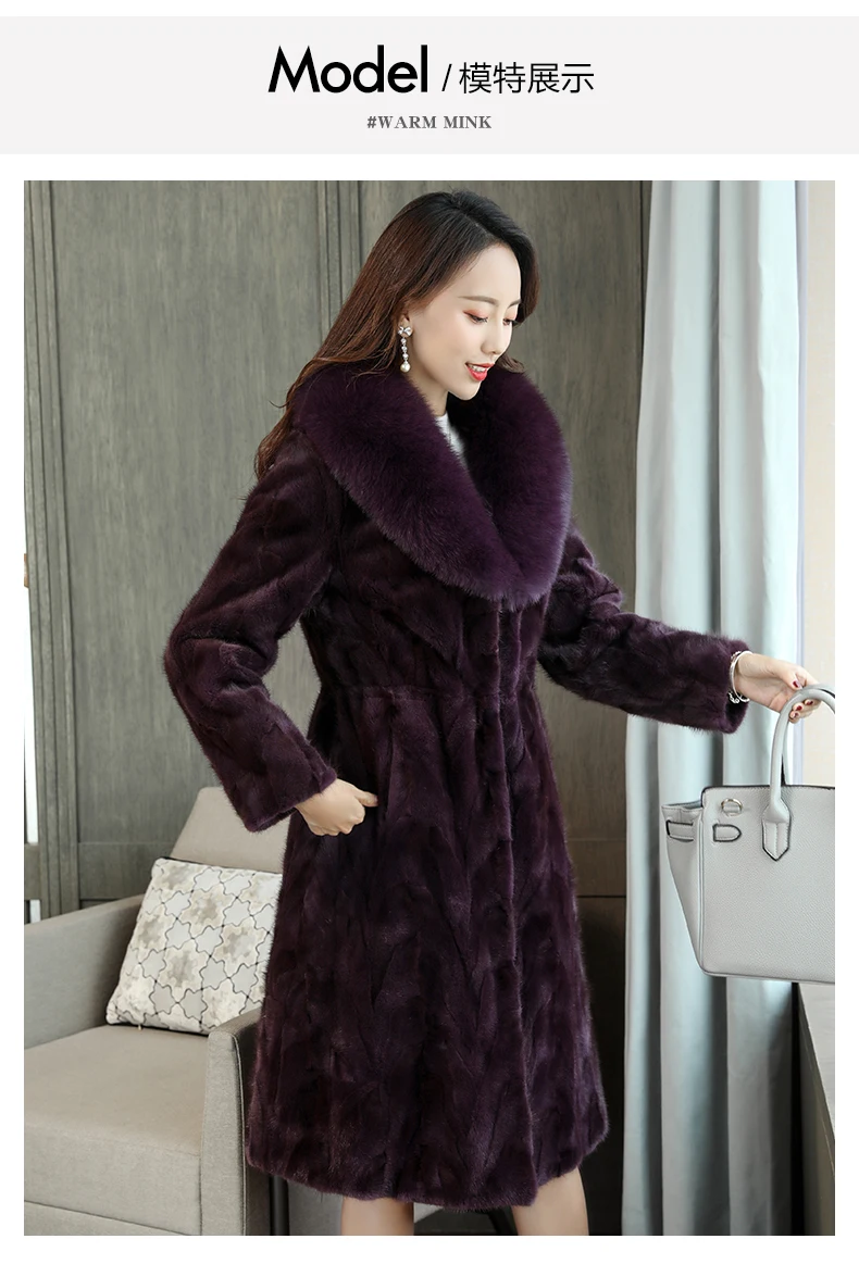 Стиль, модное меховое пальто, Воротник из натурального Лисьего меха, хорошее качество, норковая шуба, женские натуральные черные меховые пальто