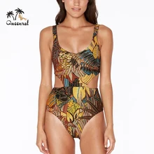 Одна деталь купальник больших размеров купальники женские Винтаж принтом пикантные пляжные купальный костюм монокини Badpak push up Купальник женский