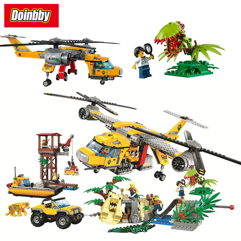 

Bela 10713 City jungle Explorers Jungle Air Drop Helicopter 1298Pcs Building Block Toys Compatible with Legoings City