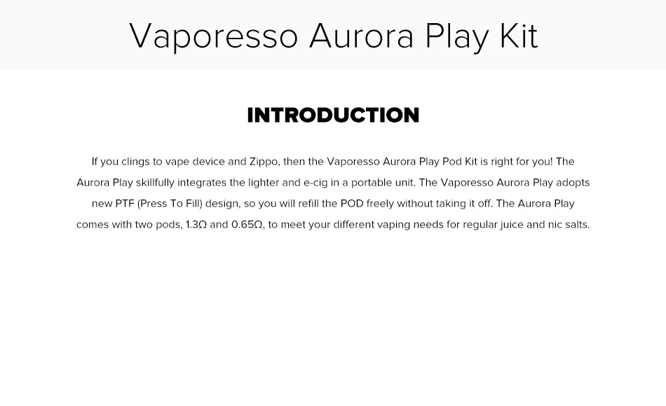 Vaporesso Aurora Play Pod комплект электронных сигарет с 2 мл Auraro картриджем Vape Tank 650 мАч встроенный мод