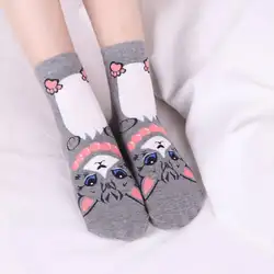 Носки средней длины с рисунком кота женские теплые носки тонкий пуловер