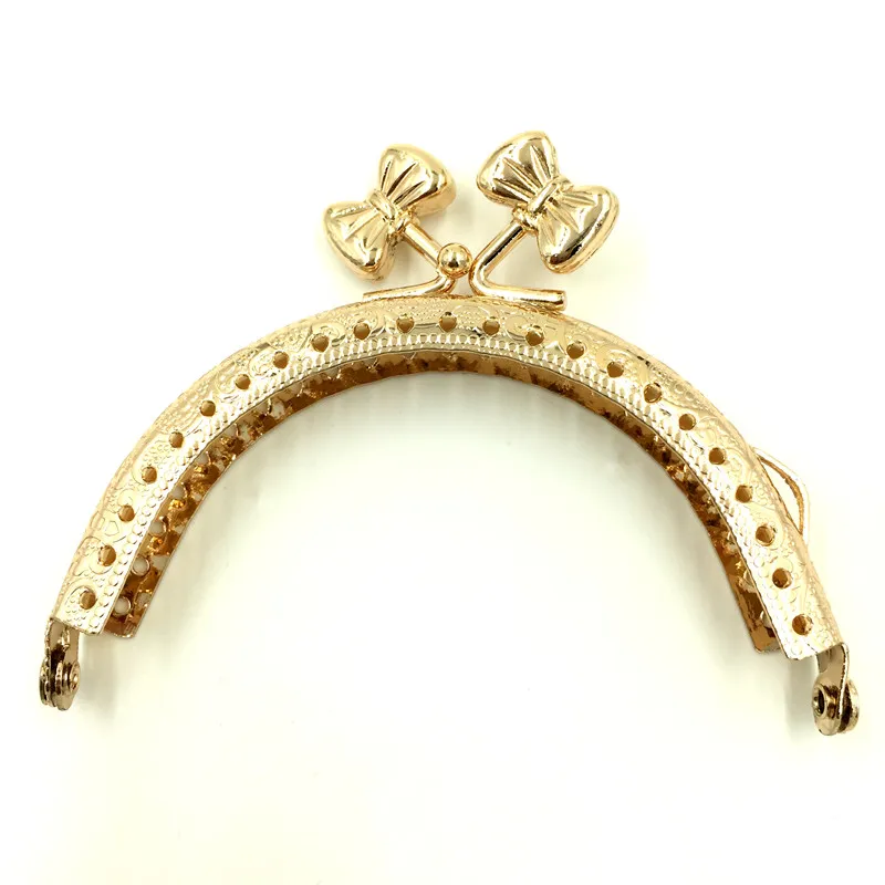 

10Pcs Fashion Bownot Head Gold Plated Arc Frame Kiss Clasps Lock Purse Bag Handbag Clutch Handle 88x68mm