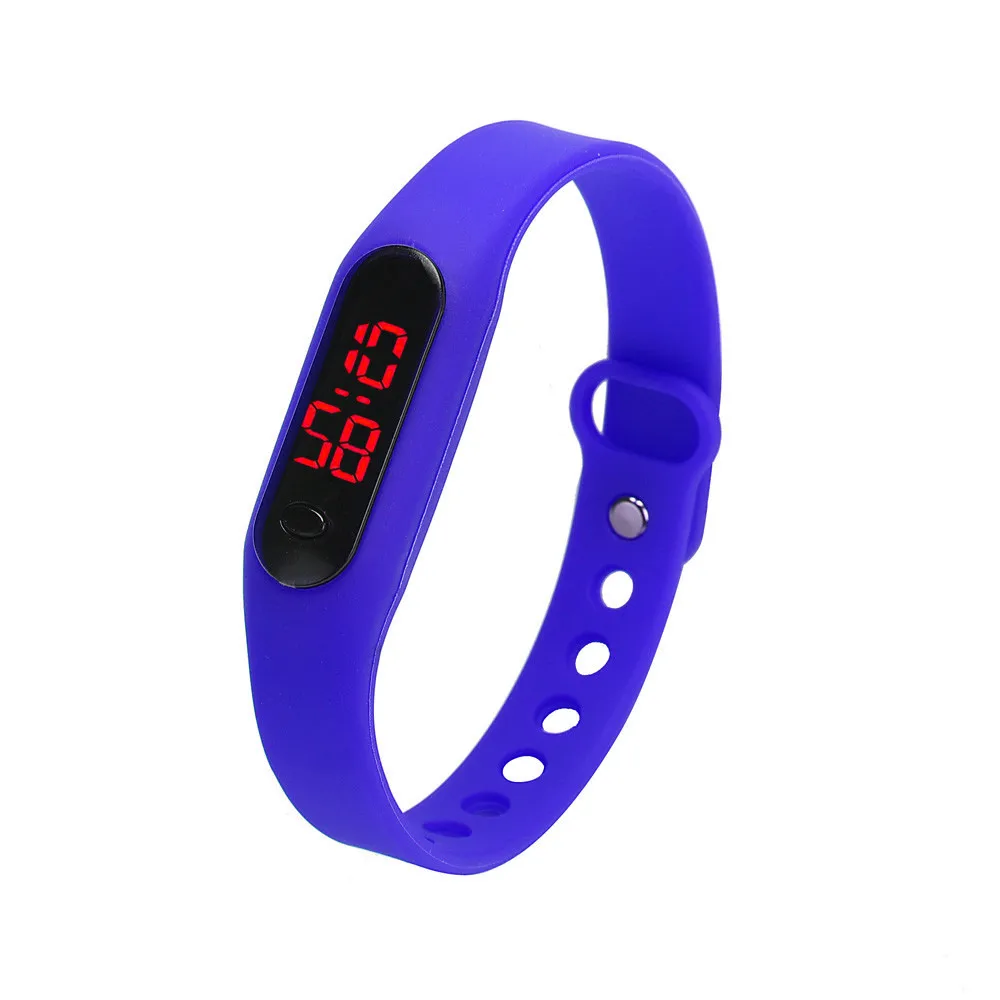 Спортивные часы, резиновый светодиодный браслет для женщин и мужчин, цифровые часы с ремешком, спортивный браслет высокого качества# D - Цвет: Синий