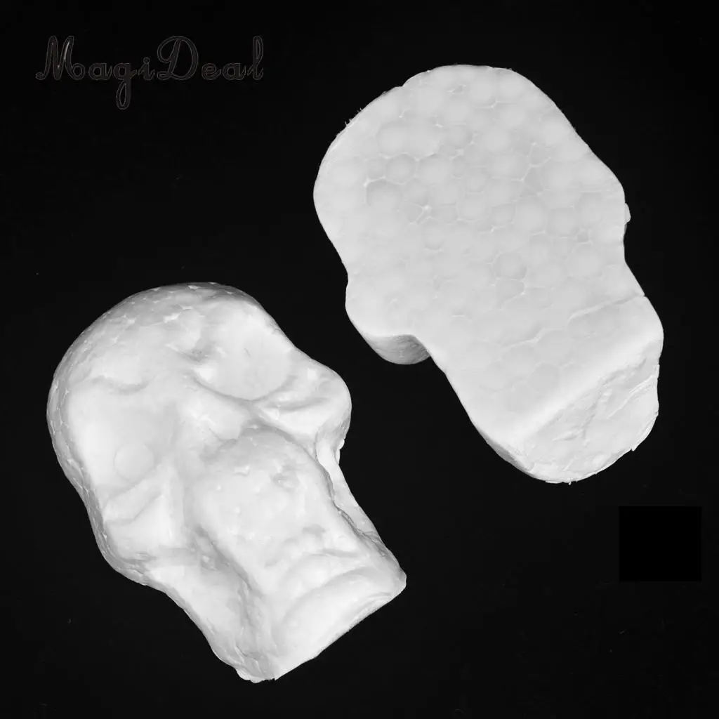 10pcs Flat Back Halloween Skull Styrofoam Foam Party Ornaments DIY Materials for Kids Painting Craft  