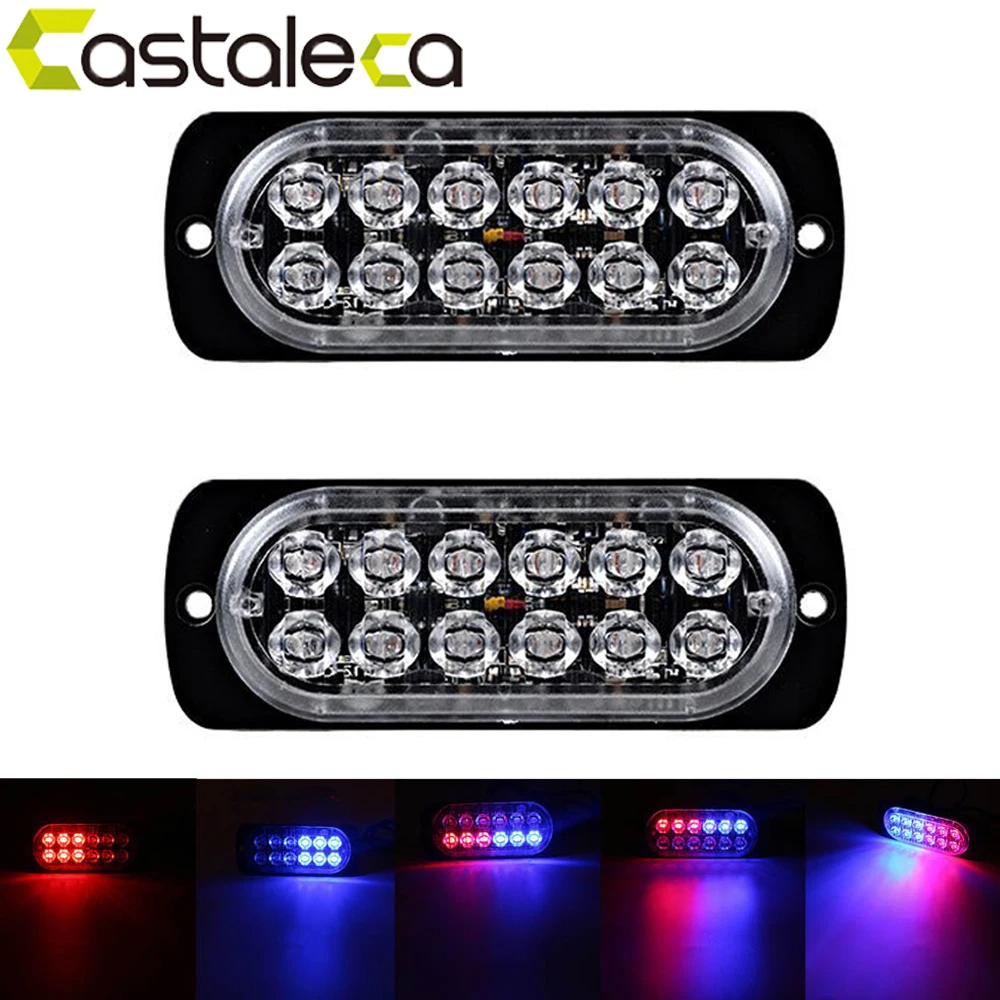 castaleca car lights 2X Side marker strobe lights 12 LED Ultra-thin Emergency warning Light 19 flash patterns 12V-24V Waterproof castaleca car lights 2X Side marker strobe lights 12 LED Ultra-thin Emergency warning Light 19 flash patterns 12V-24V Waterproof