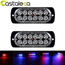 castaleca car lights 2X Side marker strobe lights 12 LED Ultra-thin Emergency warning Light 19 flash patterns 12V-24V Waterproof