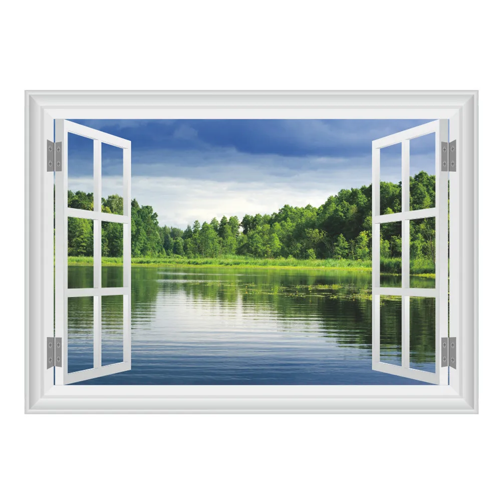 

1pc Scenery Outside The Window PVC Wall Stickers Decal Home Decoration Sticker Wall-papers Mural Home Decor Decal Poster 50x70cm