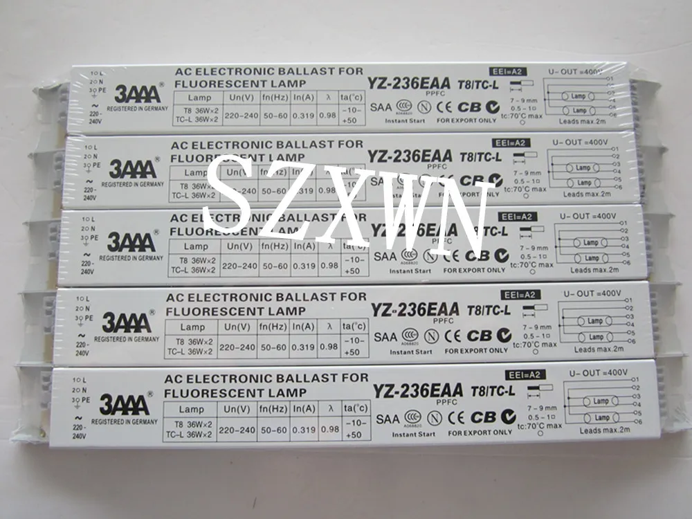 3aaa electronic ballast yz236eaa t8 tcl 36w ballast 2x36w