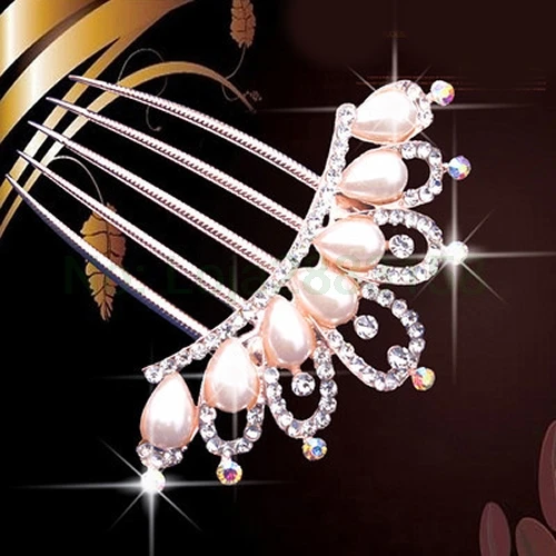 

Crystal Rhinestone Beads Hairpin Flower Hair Clip Comb Wedding Jewelry