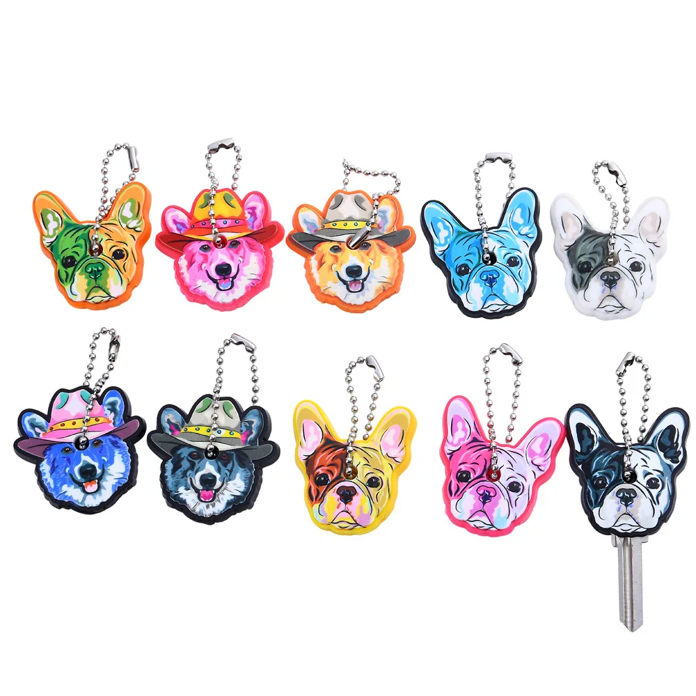 

20Pcs) French Bulldog Key Chain Silicone Siberian Husky Key Ring Key Cover Key Cap Key Holder For Pets Lover Bag Charm Keychain