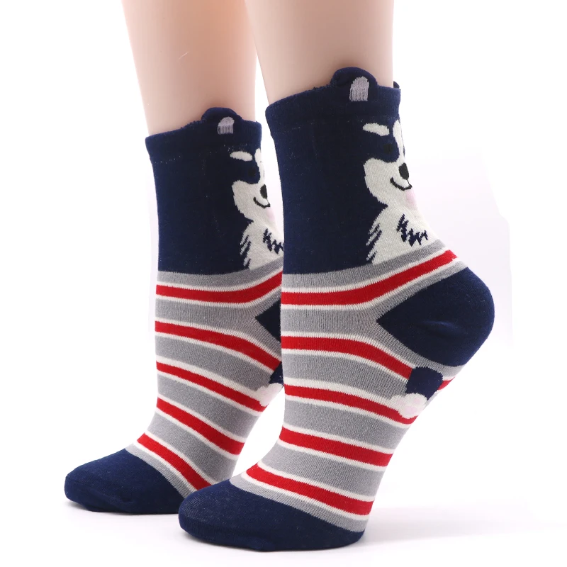 1/2/3pairs Cute Animal Socks for Women Men 3D Ears Dog Socks with Print Art Socks Winter Autumn Kawaii Socks Warm Sokken Meias