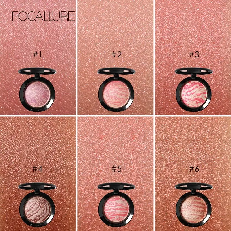 Focallure Румяна уход за кожей лица Maquiagem мягкие гладкие Палетка румян Bronzer Румяна с одежда высшего качества 6 цветов на выбор