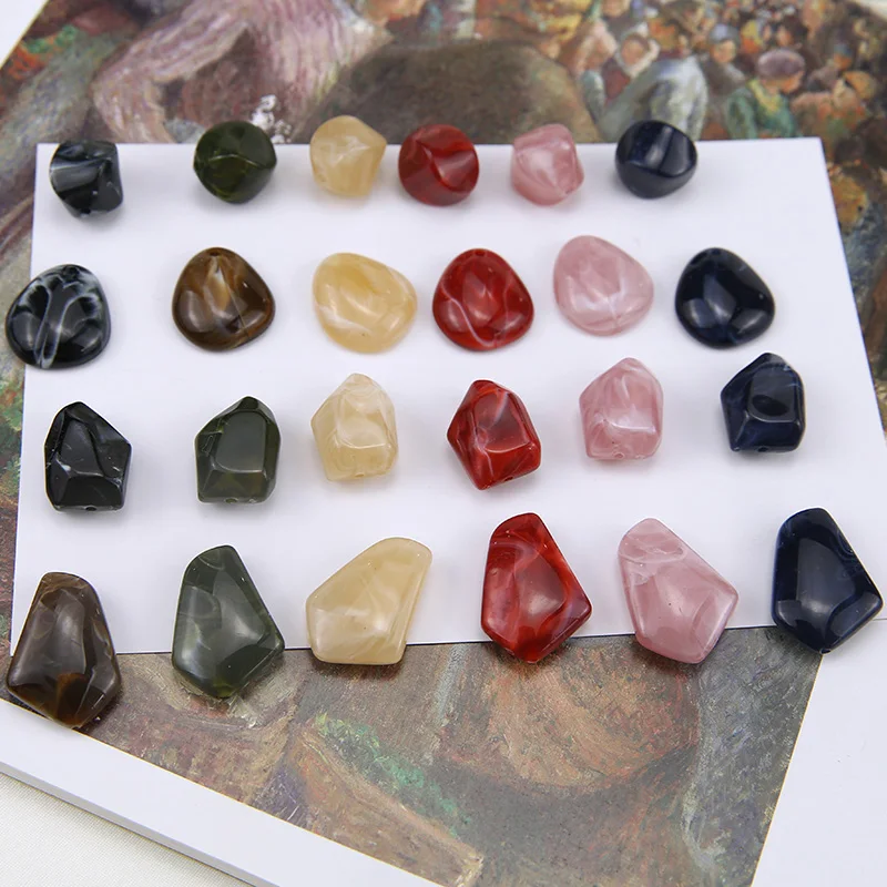 

Summer style 50pcs/lot color print geometry irregular shape resin beads diy jewelry earring/garment pendant accessory