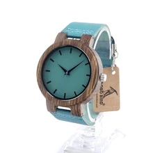 BOBO BIRD Top Watch Brand Wooden Watch with Genuine Blue Cow Leather Strap Quartz Analog Casual Wood Watches C28