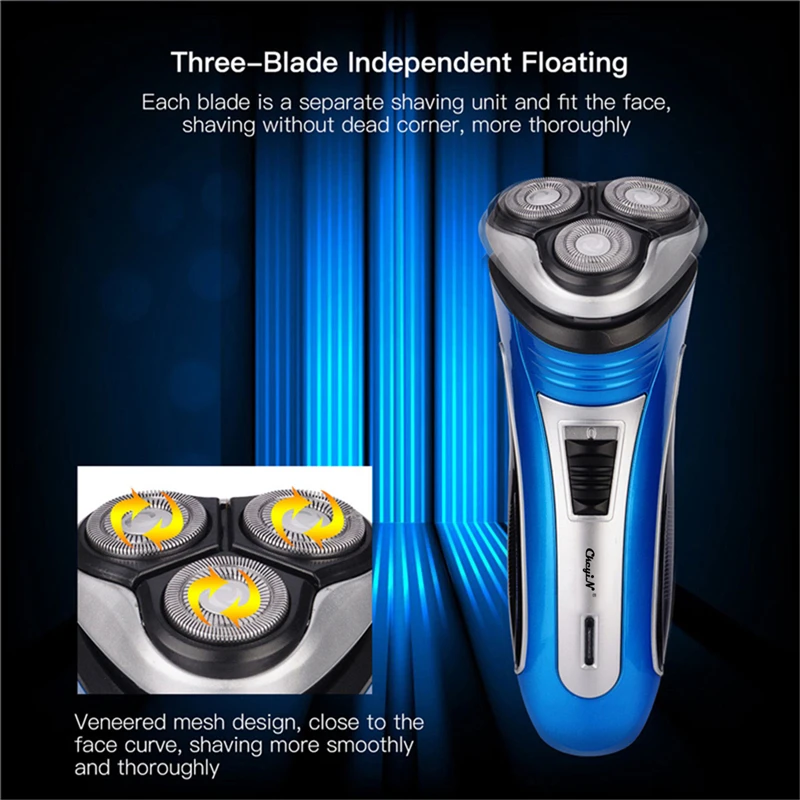 

Electric Men's Shaver Three independently floating heads Rechargeable Razor 3D Triple Floating Blade Beard Trimmer Cutter S46