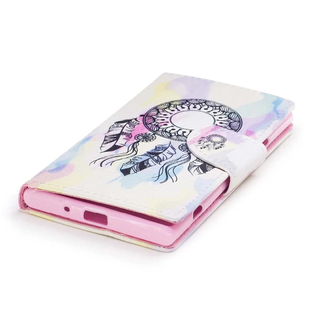 Изысканная роспись кожаный чехол для Sony Xperia XZ1 Компактный флип Flip Wallet Cover