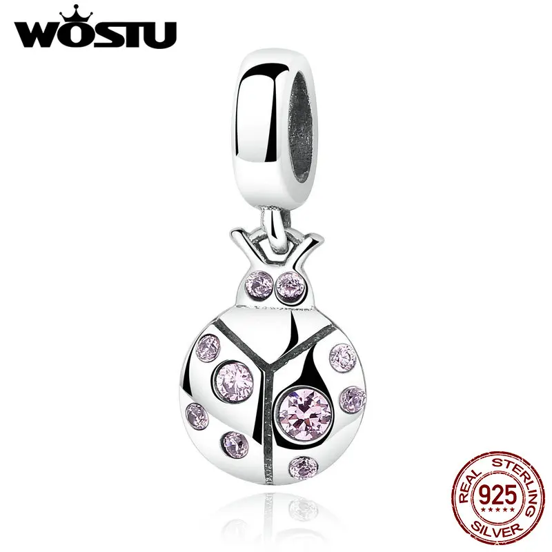 Женский браслет с подвеской божья коровка из серебра 100% пробы|beetle charm|charm charmcharm cute