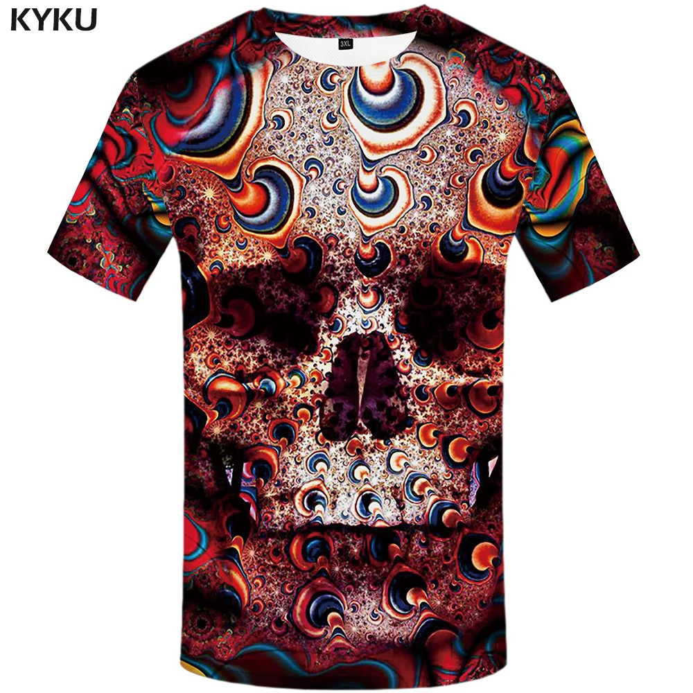 

Funny T shirts Skull T-shirt Men Psychedelic Anime Clothes Colorful Tshirts Casual Fantasy Tshirt Printed Gothic T-shirts 3d