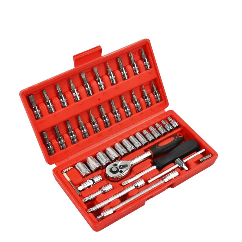 

46pcs Auto Repair Tools Combination Package Socket Set 1/4 Drive Ratchet Wrench