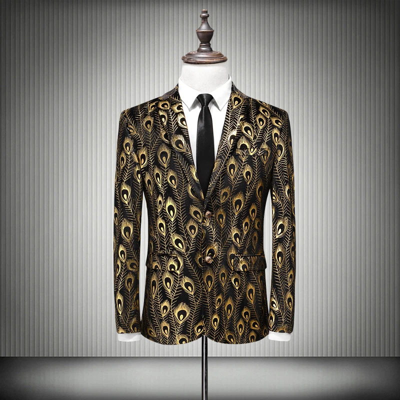 Plyesxale Fit 4xl Noir 5xl Bal Q115 Slim Gold Occasionnel Porter Et Blazer 2018 Nouveau Floral Veste Black Hommes Or Blazers De Mens Automne W9IDEH2