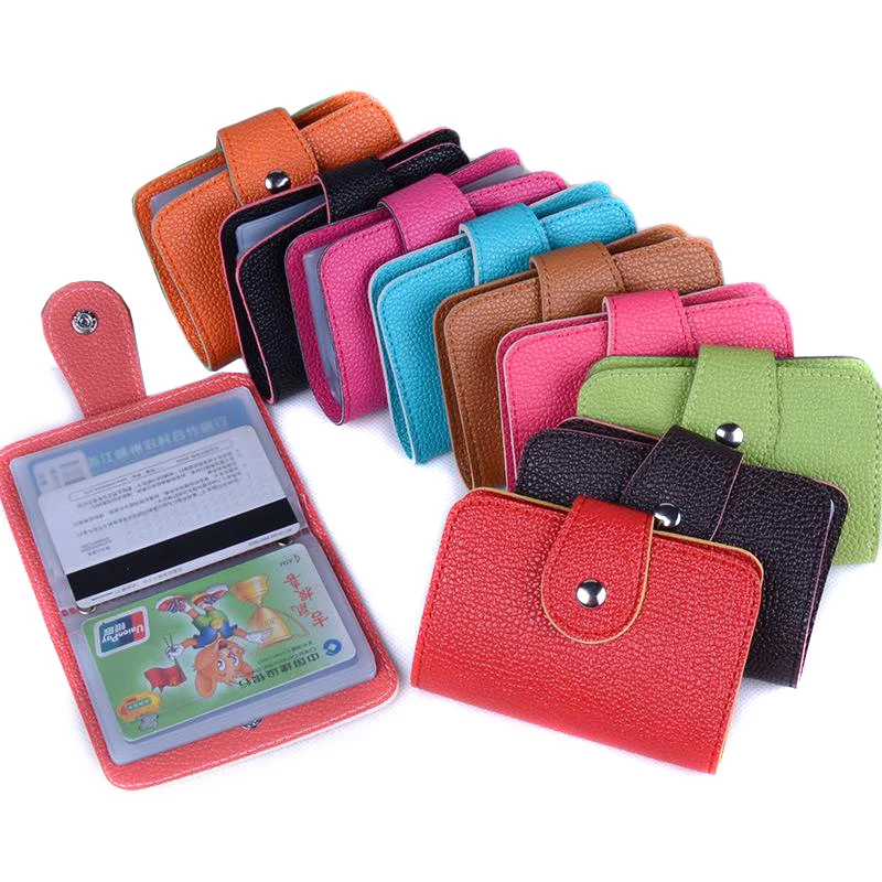 Fashion New 24 Bits Quality PU Leather Multi Credit Cards Holder Litchi