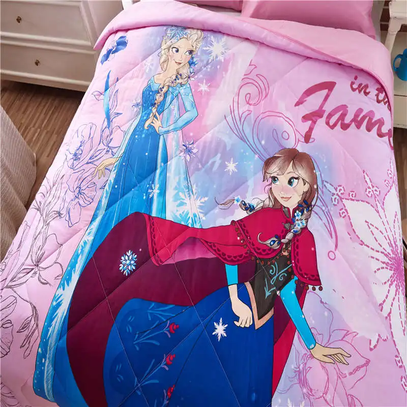 

Disney Frozen Elsa and Anna Princess Quilts Summer Cotton Fabric Comforter Bedding Babies Girls Children Bed Spread Pink Colored