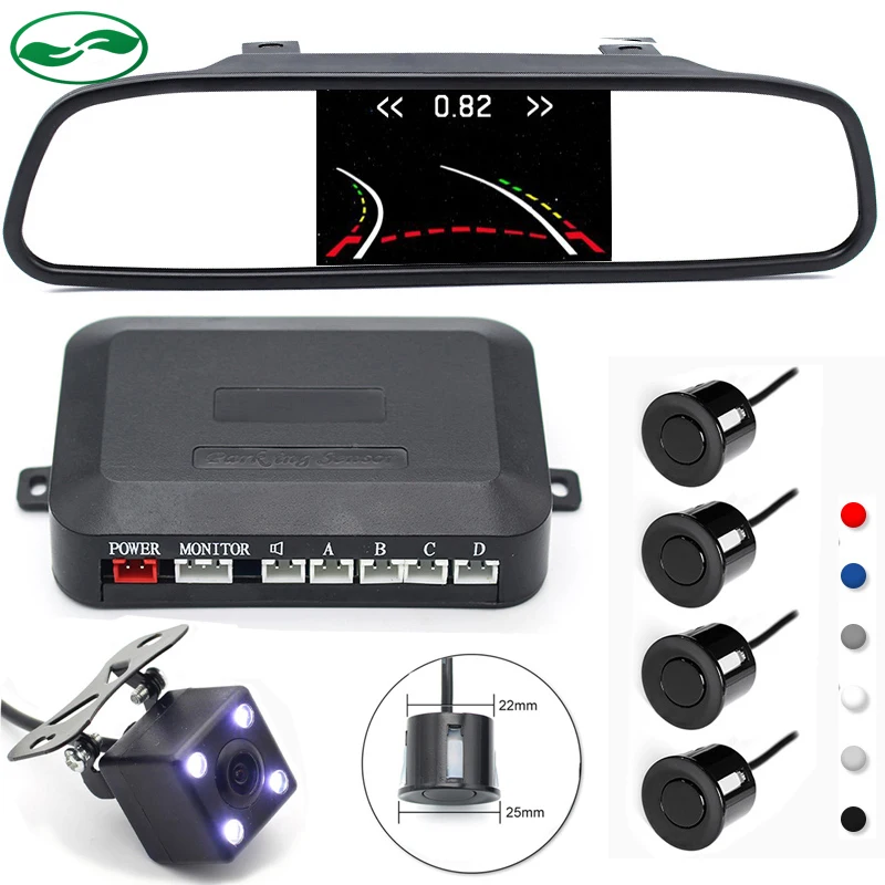 

GreenYi 3in1 4.3" Car Video Parking Mirror Monitor Video Parking Sensor Intelligent Dynamic Trajectory Tracks Rear View Camera