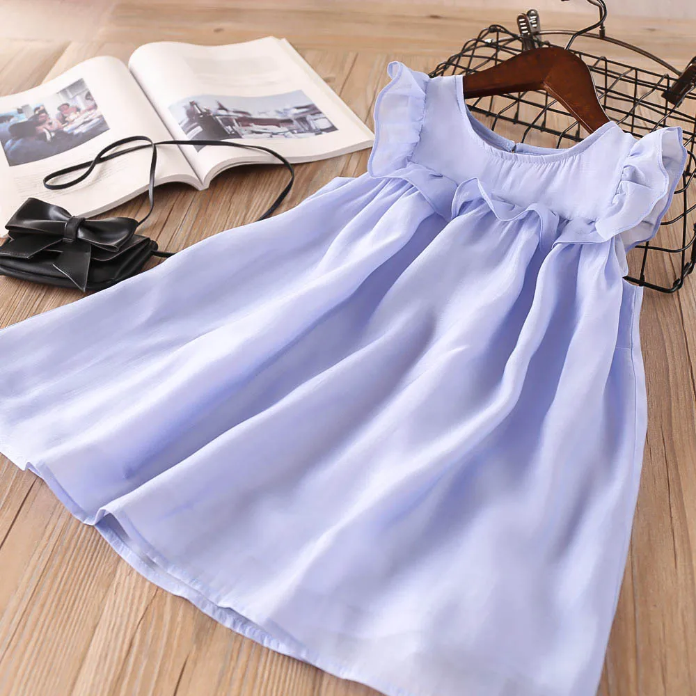 Hurave-New-baby-Girl-clothes-Children-Summer-Clothing-fly-sleeve-ruffles-dress-Kids-Clothes-Casual-crew