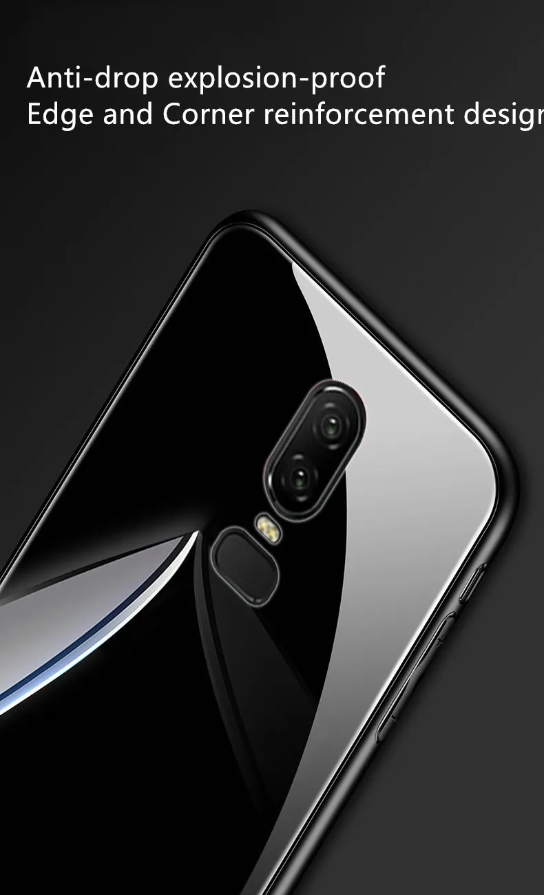 Чехол для OnePlus 6T роскошный мягкий чехол из ТПУ с краями закаленного стекла