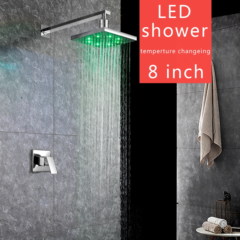 Wall Mounted LED Shower Faucet Concealed Bath Shower Mixer tap Bathroom