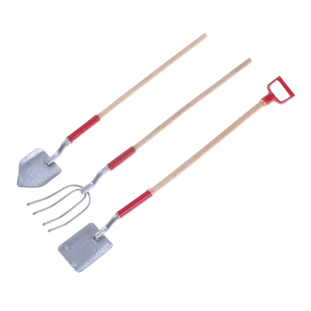 

3pcs/set Mini Gardening Tools Shovel/Rake/Hoes Dollhouse Miniatures 1:12 Accessories Miniature Dollhouse Furniture Toy