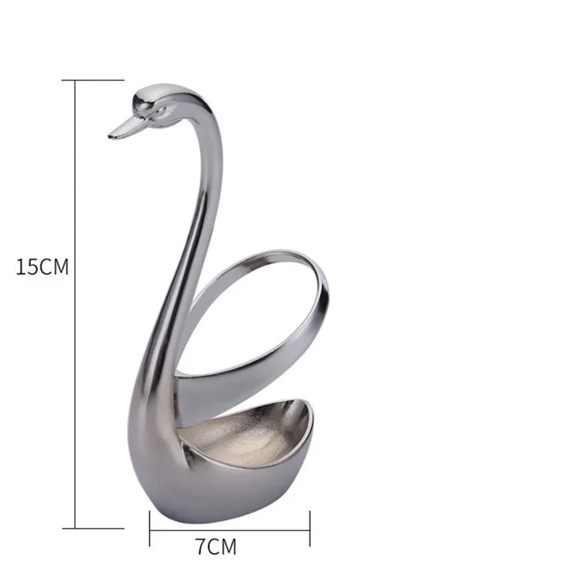 5Stainless Steel Fruit Fork & Spoon Swan Seat Coffee tea spoon Cutlery Set with 3pcs fork 3pcs spoon  Cutlery Decor