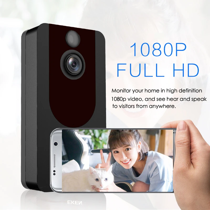 Eken V7 видео doorbell1080p с ringtone ночного видения беспроводной мониторинг безопасности Интеллектуальное обнаружение движения домофон камера