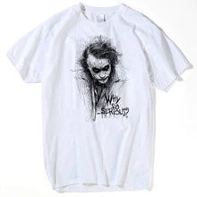 Футболки онлайн печатная машина для мужчин Джокер Темный рыцарь хит Ledger Графический круглый вырез с коротким рукавом футболки s-xxxl