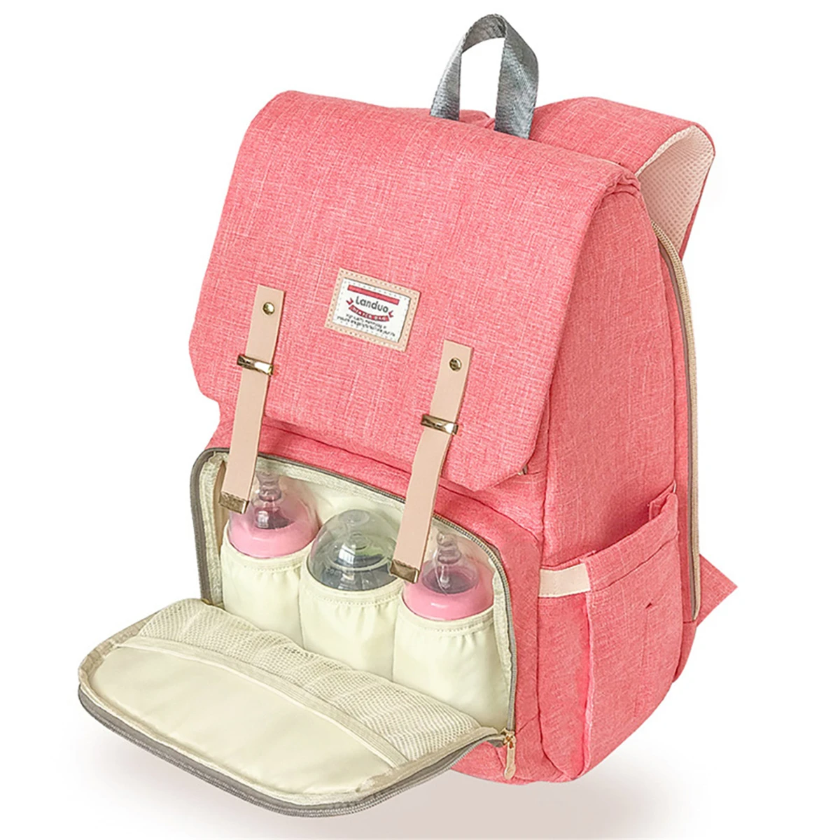 

AEQUEEN Women Canvas Waterproof Backpack Pink Mummy Maternity Bag Multi-function Diaper Bag Female Large Backpack Nappy Baby Bag