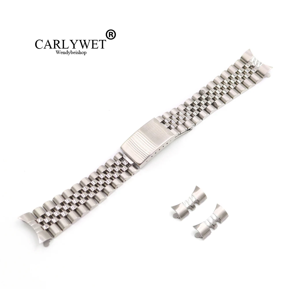 CARLYWET 13 17 19 20 22mm Hollow Curved End Solid Screw Links Silver 316L Steel Watch Band Bracelet For Rolex Datejust Submarine | Наручные