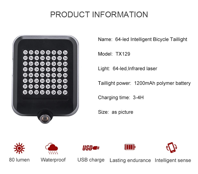 Flash Deal INBIKE Bicycle Light Automatic Dirction Indicator Taillight  bisiklet aksesuar USB Charging Mountain Bike Safety Warning Light 1