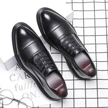 

Black Business Shoes Leather Men Casual Shoes 2019 Fashion Brogues Men Shoes High Quality KA990