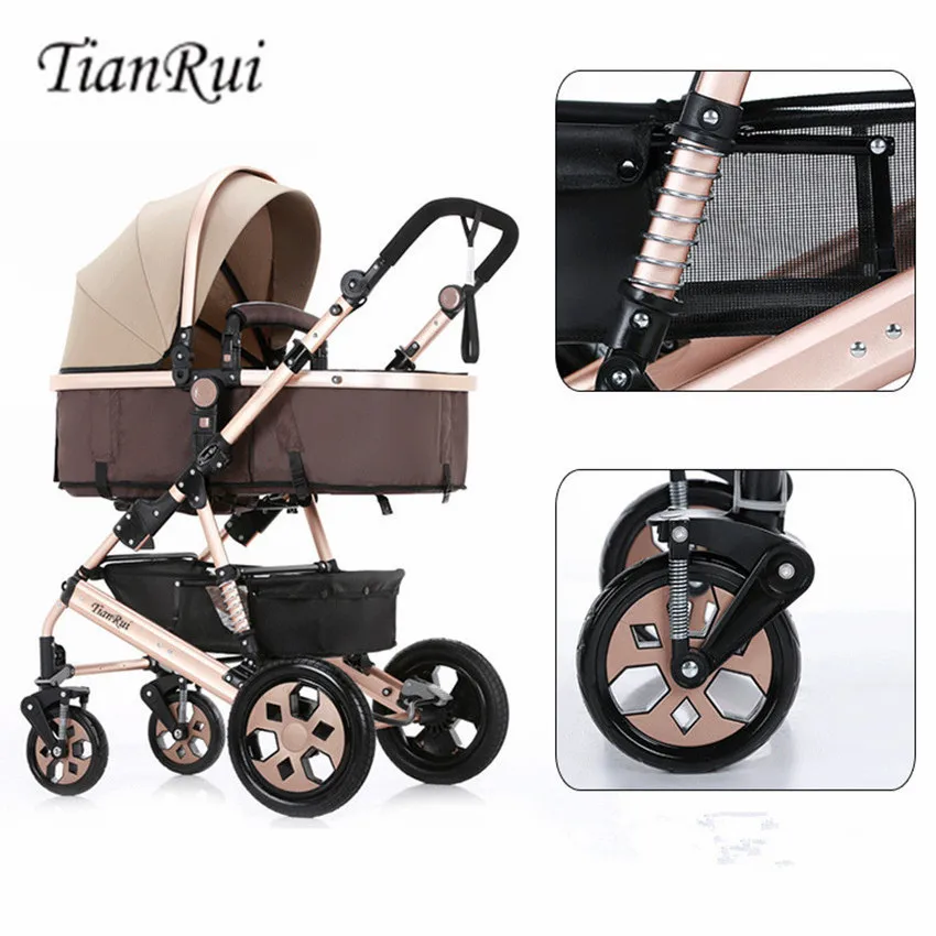 

(Updated) TianRui Brand Shockproof Free Inflatable Luxury Baby Stroller Lifting Rear Brake Push Cart for Children Portable Pram