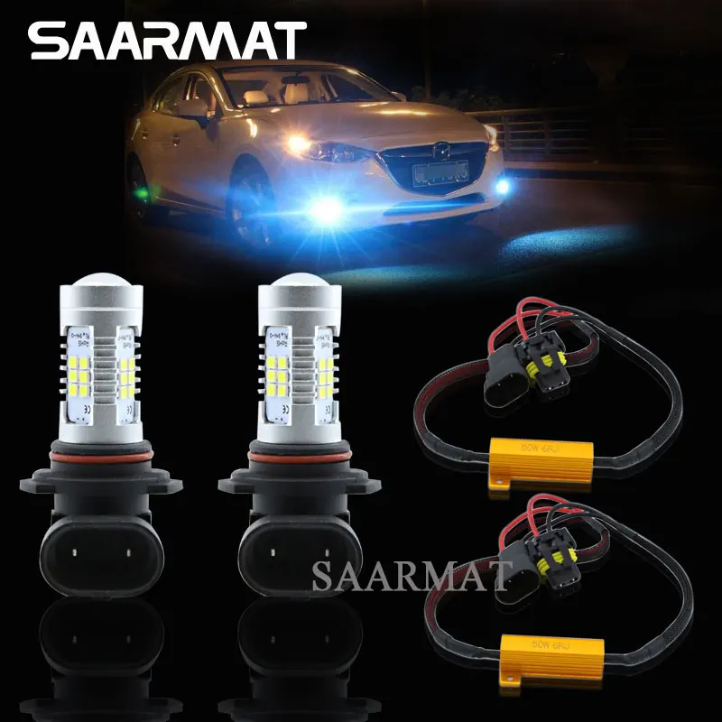 Pair 9006 HB4 LED Fog Light Daytime Running Lamp DRL Bulbs Canbus Decoders For BMW 5