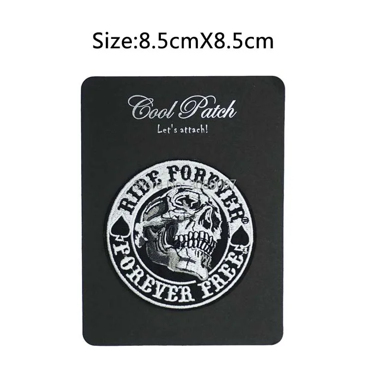 

3.5" Spade Skull anarchy Outlaw Rider Rock Heavy Metal biker vest Costume Embroidered iron on patch Ride Forever badge