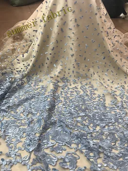 

New arrival nigerian net lace tulle fabrics 5 yards french lace fabric high quality 2018 embroidered mesh fabric aso ebi style
