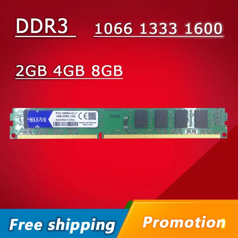 

MLLSE RAM DDR3 2GB 4GB 8GB 1066mhz 1333mhz 1600MHZ PC3-8500U PC3-10600U PC3-12800U Desktop PC RAM Memory Memoria DIMM 2g 4g 8g