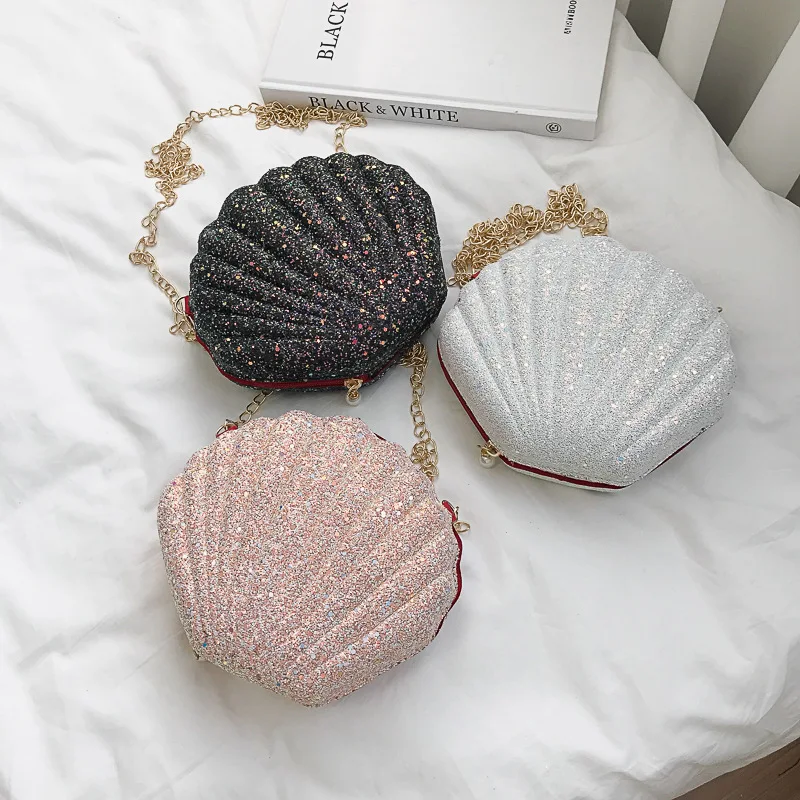 

Creative Shell Cute Handbags Flap 3D Sequin women shouller Bag Shoulder Crossbody Bags Girl Gift